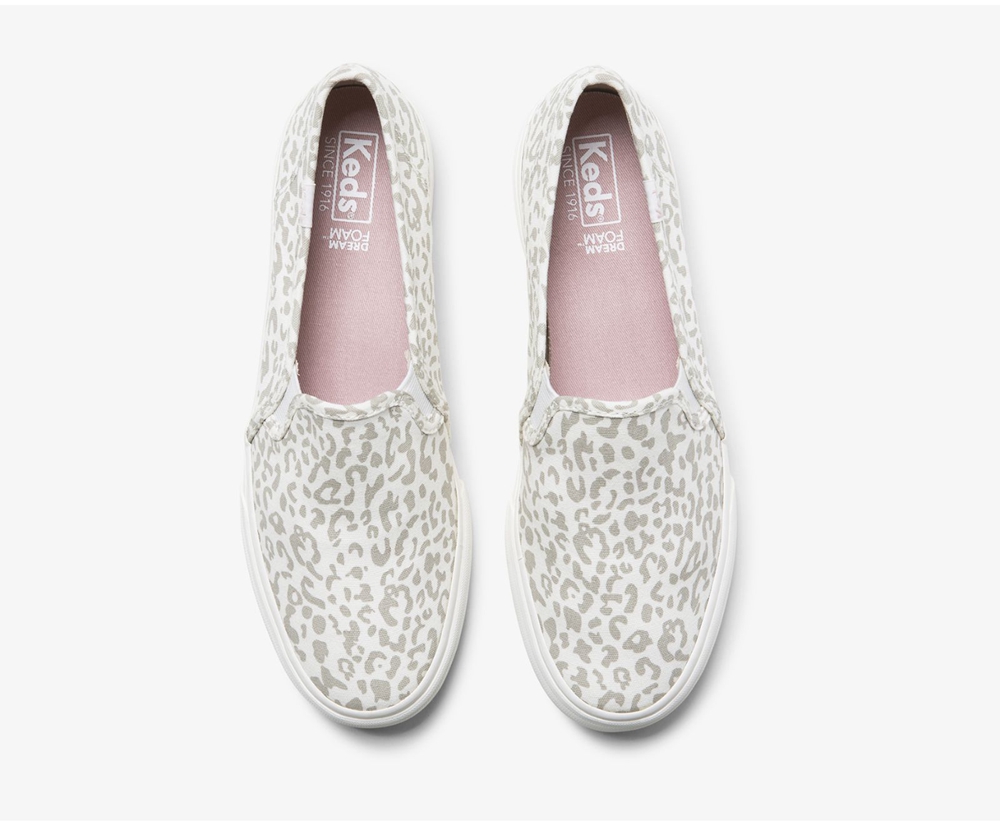 Keds Slip Ons Damen Weiß - Double Decker Animal - KOT-231590